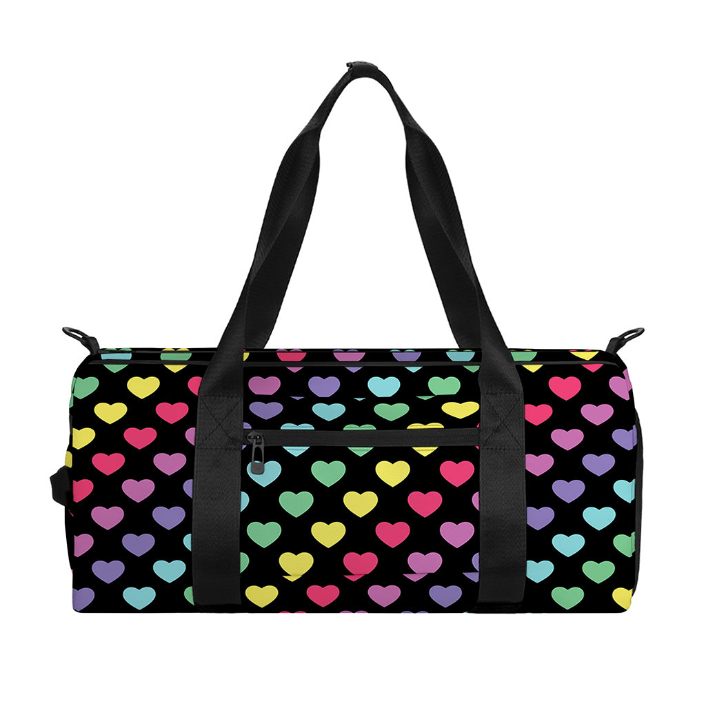 Rainbow Heart Pattern Print Gym Bag