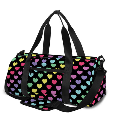 Rainbow Heart Pattern Print Gym Bag