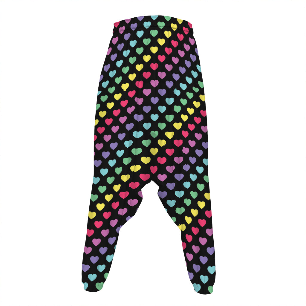 Rainbow Heart Pattern Print Hammer Pants