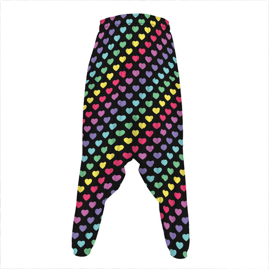 Rainbow Heart Pattern Print Hammer Pants