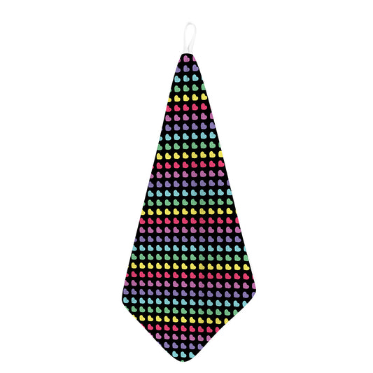 Rainbow Heart Pattern Print Hand Towel