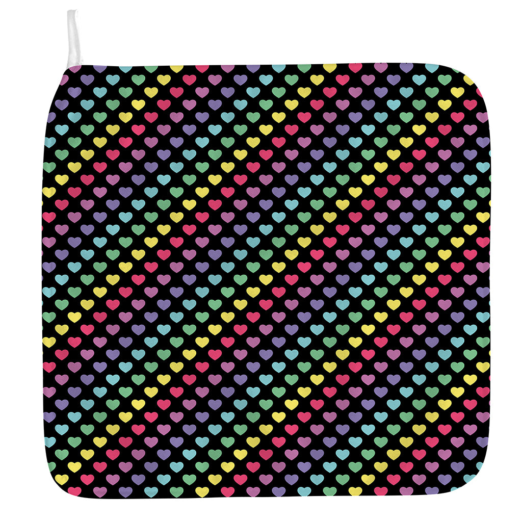 Rainbow Heart Pattern Print Hand Towel