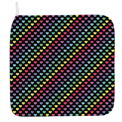 Rainbow Heart Pattern Print Hand Towel