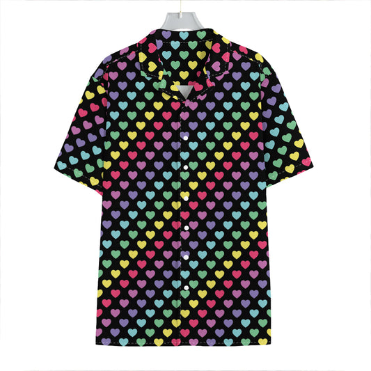 Rainbow Heart Pattern Print Hawaiian Shirt