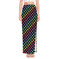 Rainbow Heart Pattern Print High Slit Maxi Skirt
