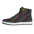 Rainbow Heart Pattern Print High Top Leather Sneakers
