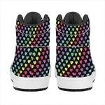 Rainbow Heart Pattern Print High Top Leather Sneakers