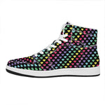 Rainbow Heart Pattern Print High Top Leather Sneakers