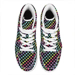 Rainbow Heart Pattern Print High Top Leather Sneakers