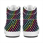 Rainbow Heart Pattern Print High Top Leather Sneakers