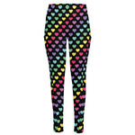 Rainbow Heart Pattern Print High-Waisted Pocket Leggings