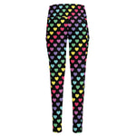 Rainbow Heart Pattern Print High-Waisted Pocket Leggings