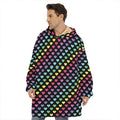 Rainbow Heart Pattern Print Hoodie Blanket