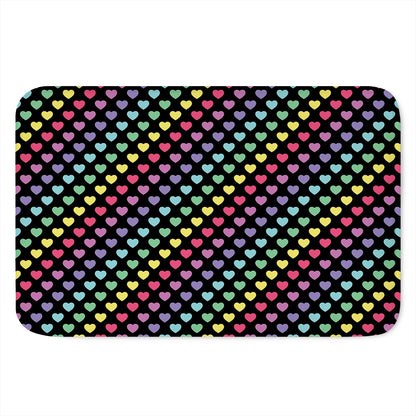Rainbow Heart Pattern Print Indoor Door Mat