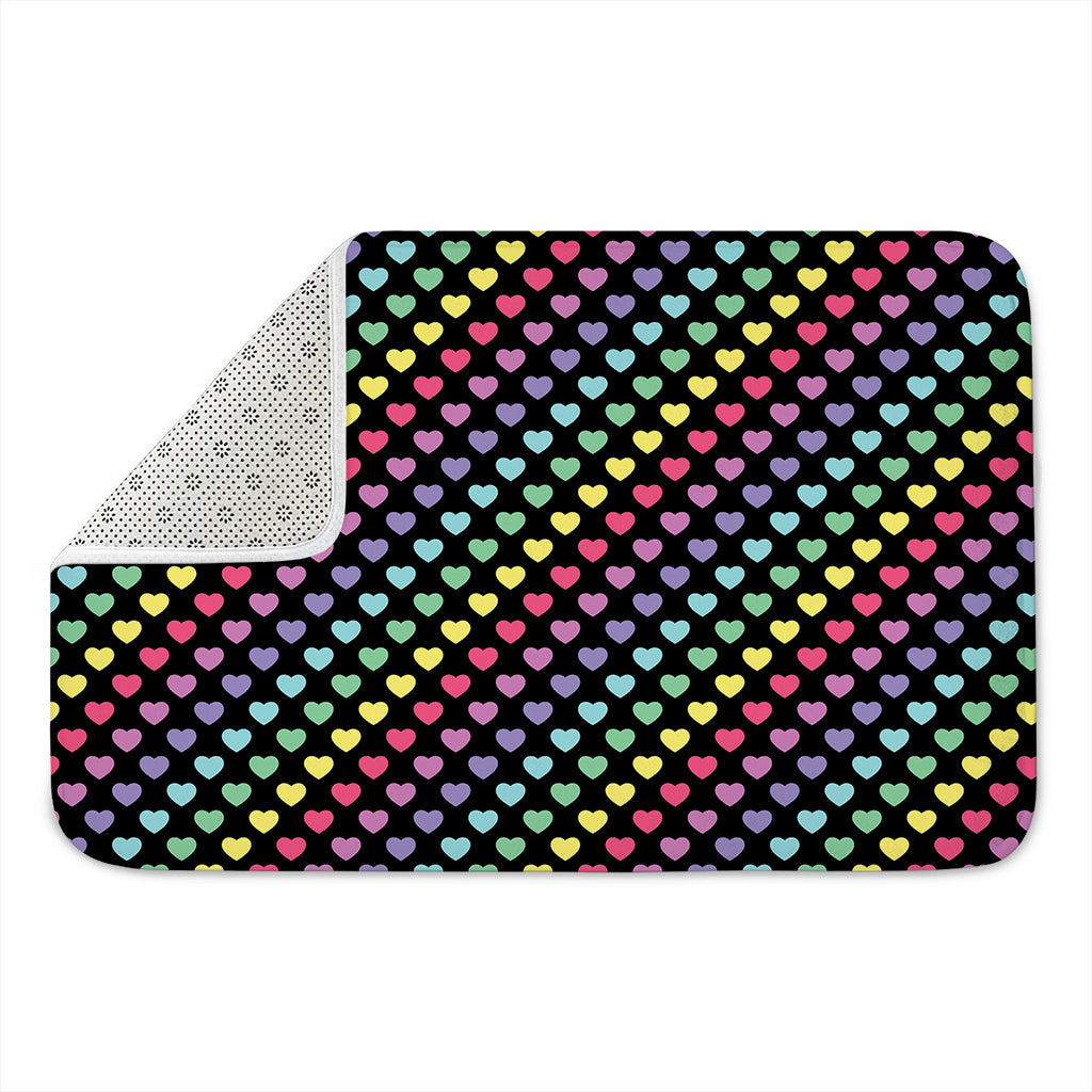 Rainbow Heart Pattern Print Indoor Door Mat