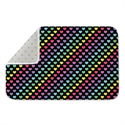 Rainbow Heart Pattern Print Indoor Door Mat