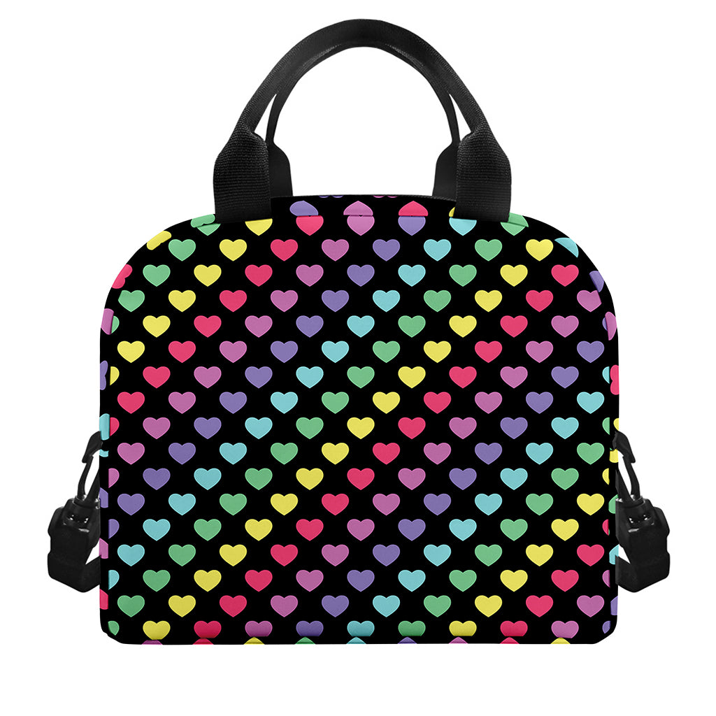 Rainbow Heart Pattern Print Insulated Lunch Bag