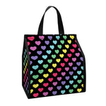 Rainbow Heart Pattern Print Insulated Lunch Tote