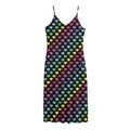 Rainbow Heart Pattern Print Jersey Midi Cami Dress