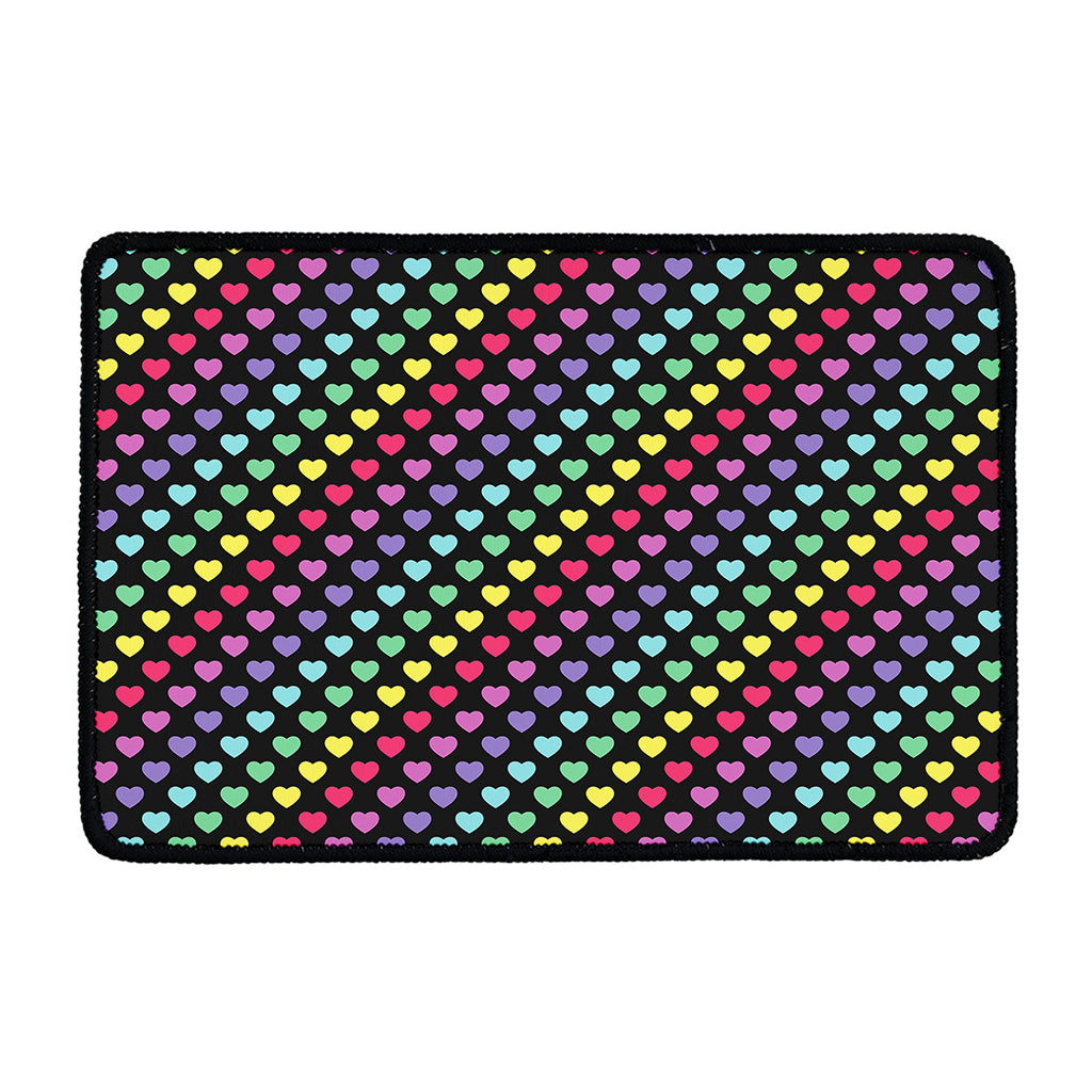 Rainbow Heart Pattern Print Kitchen Mat