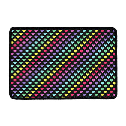 Rainbow Heart Pattern Print Kitchen Mat