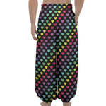 Rainbow Heart Pattern Print Lantern Pants