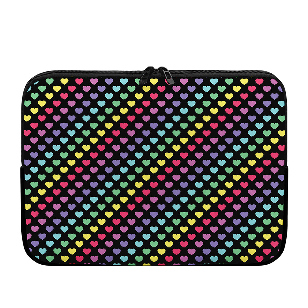 Rainbow Heart Pattern Print Laptop Sleeve