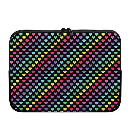 Rainbow Heart Pattern Print Laptop Sleeve