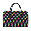 Rainbow Heart Pattern Print Leather Duffel Bag