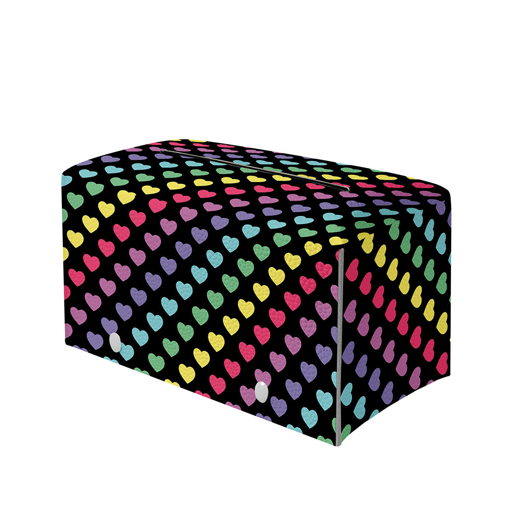 Rainbow Heart Pattern Print Leather Tissue Box Cover