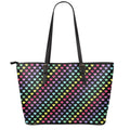 Rainbow Heart Pattern Print Leather Tote Bag With Zipper