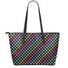 Rainbow Heart Pattern Print Leather Tote Bag