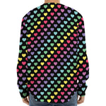 Rainbow Heart Pattern Print Long Sleeve Baseball Jersey