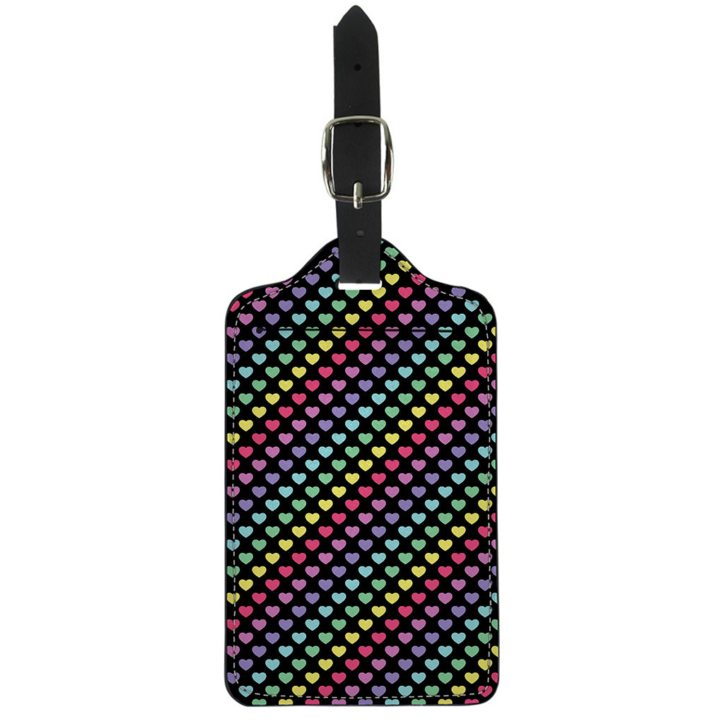 Rainbow Heart Pattern Print Luggage Tag