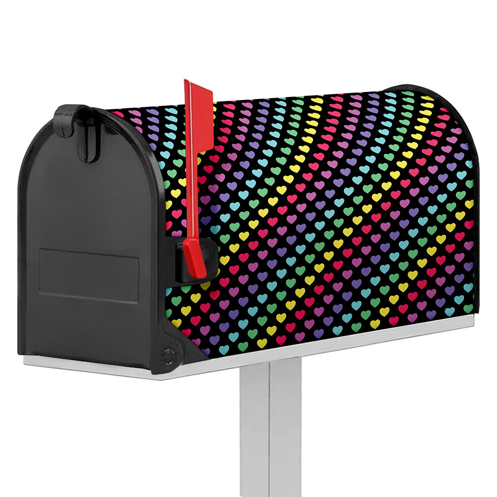 Rainbow Heart Pattern Print Mailbox Cover
