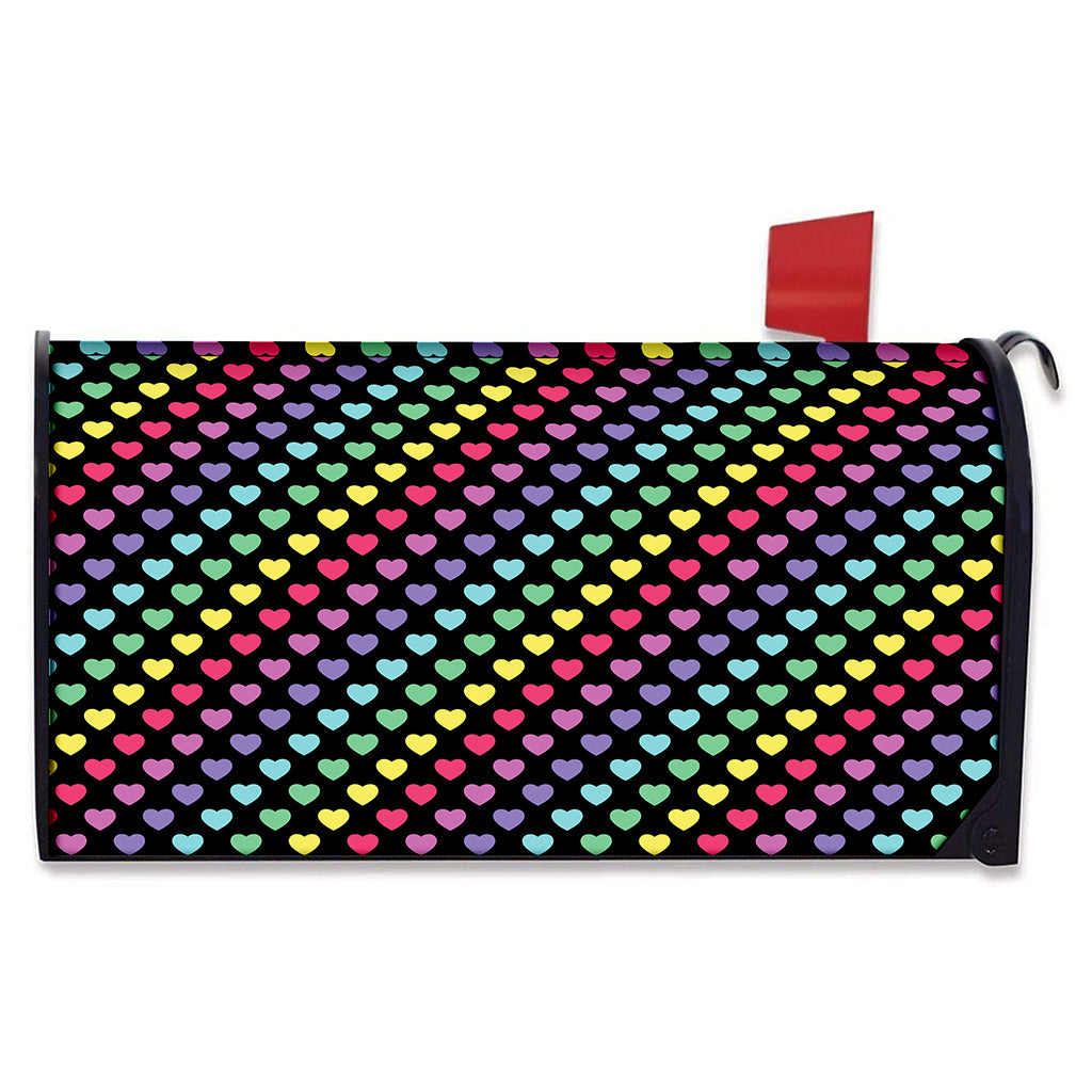 Rainbow Heart Pattern Print Mailbox Cover