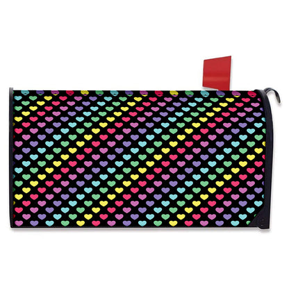 Rainbow Heart Pattern Print Mailbox Cover