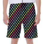 Rainbow Heart Pattern Print Men's Beach Shorts