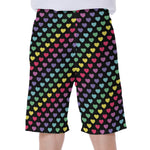 Rainbow Heart Pattern Print Men's Beach Shorts
