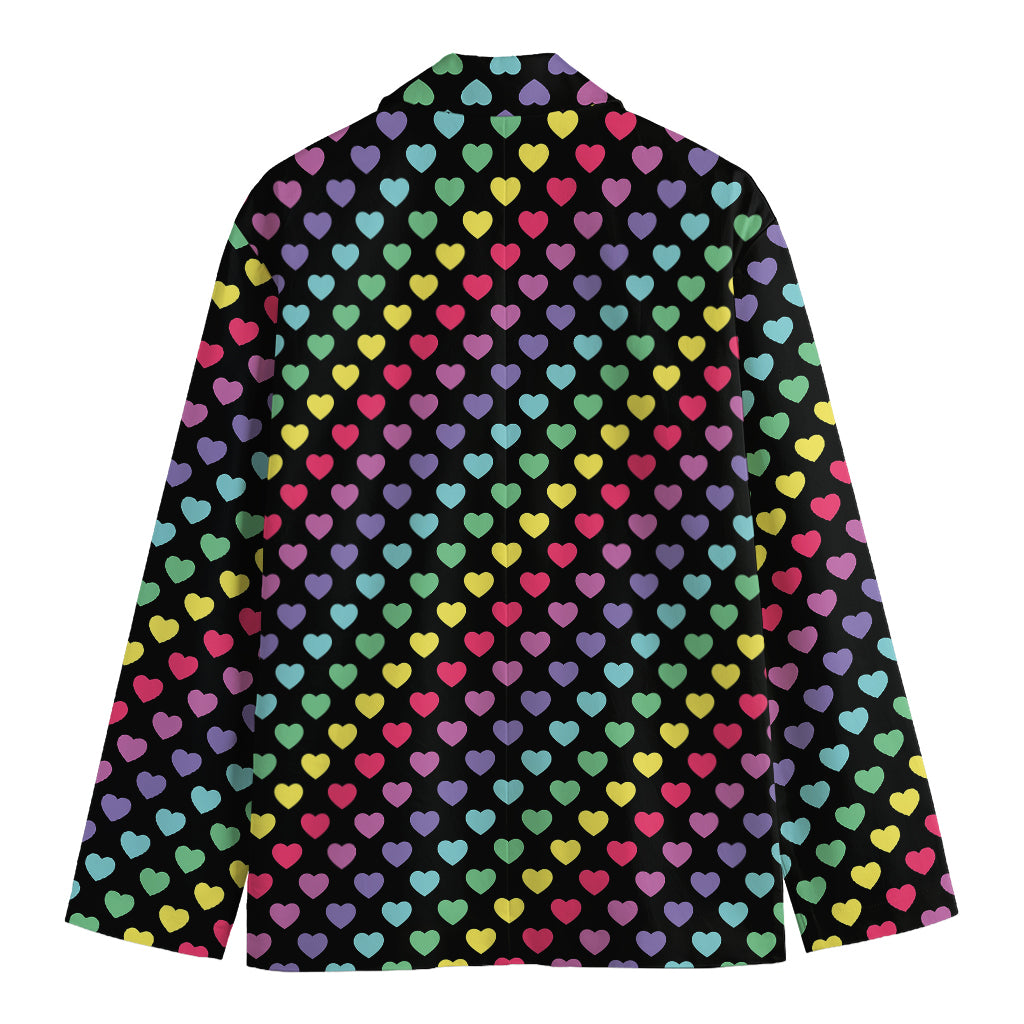 Rainbow Heart Pattern Print Men's Blazer