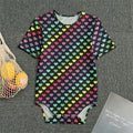 Rainbow Heart Pattern Print Men's Bodysuit