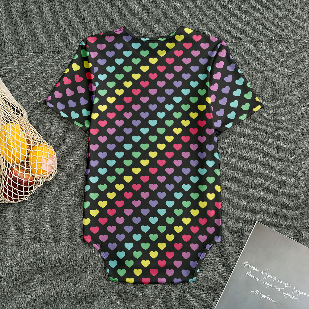 Rainbow Heart Pattern Print Men's Bodysuit