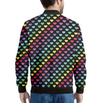 Rainbow Heart Pattern Print Men's Bomber Jacket