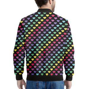 Rainbow Heart Pattern Print Men's Bomber Jacket