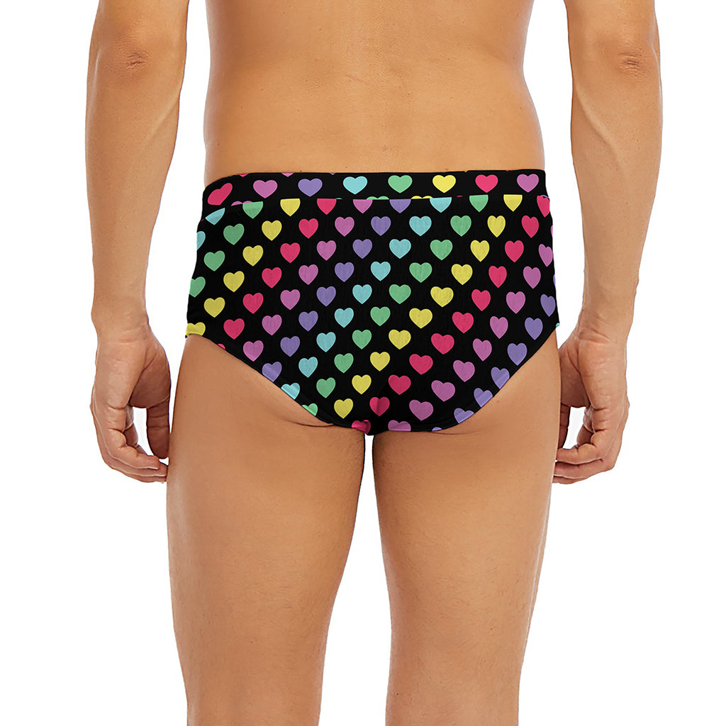 Rainbow Heart Pattern Print Men's Briefs