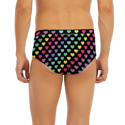 Rainbow Heart Pattern Print Men's Briefs