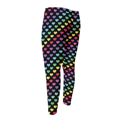 Rainbow Heart Pattern Print Men's Compression Pants