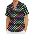 Rainbow Heart Pattern Print Men's Deep V-Neck Shirt