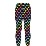 Rainbow Heart Pattern Print Men's leggings
