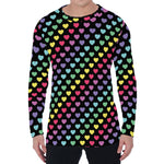 Rainbow Heart Pattern Print Men's Long Sleeve T-Shirt